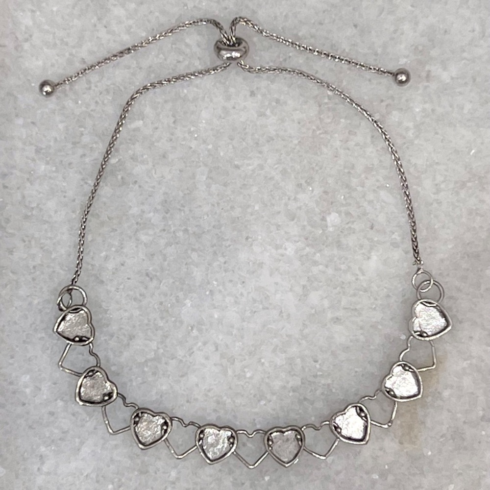 Sterling Silver Linked Solid Open Heart Bolo Brac… - image 6